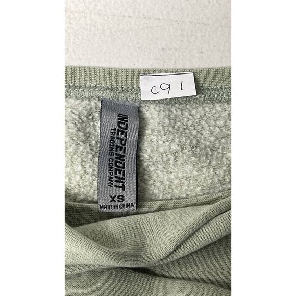 Independent Trading Compang Cropped Sweater Sage XS Skull Boho Fairycore Pastel - Picture 7 of 7